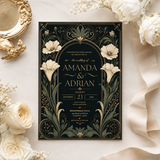 Gothic Floral Wedding Invitation Card Template