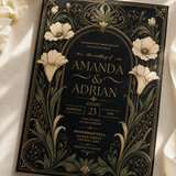 Gothic Floral Wedding Invitation Card Template