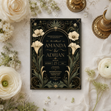 Gothic Floral Wedding Invitation Card Template