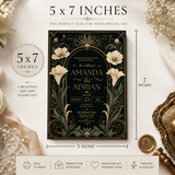 Gothic Floral Wedding Invitation Card Template