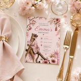 Funny Cougar Birthday Invitation Template | Pink Leopard Adult Birthday Party Invite | Editable Canva