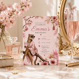 Funny Cougar Birthday Invitation Template | Pink Leopard Adult Birthday Party Invite | Editable Canva