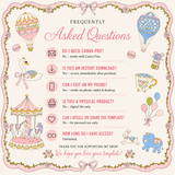 Vintage Carousel First Birthday Invitation Template | Pink Coquette Canva Invite