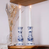 Vintage Vienna Woods Candlesticks | Blue Onion Pattern | Ceramic Candle Holders | Pair