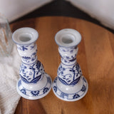 Vintage Vienna Woods Candlesticks | Blue Onion Pattern | Ceramic Candle Holders | Pair