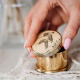 Vintage Barlow Ring Holder | Gold Tone Pill Box Made in USA | Bird Trinket Box | Small Jewelry Keepsake Case