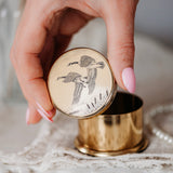 Vintage Barlow Ring Holder | Gold Tone Pill Box Made in USA | Bird Trinket Box | Small Jewelry Keepsake Case