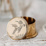 Vintage Barlow Ring Holder | Gold Tone Pill Box Made in USA | Bird Trinket Box | Small Jewelry Keepsake Case