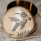 Vintage Barlow Ring Holder | Gold Tone Pill Box Made in USA | Bird Trinket Box | Small Jewelry Keepsake Case