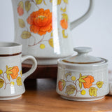 Vintage Haniwa Stoneware Teapot Set – 1970s Floral Tea Set from Japan