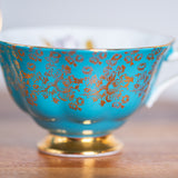 Vintage Royal Albert Teacup & Saucer – Turquoise Blue, Gold Chintz & Pink Roses Bone China