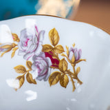 Vintage Royal Albert Teacup & Saucer – Turquoise Blue, Gold Chintz & Pink Roses Bone China
