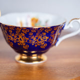 Vintage Royal Albert Teacup & Saucer – Cobalt Blue, Gold Chintz & Yellow Rose Bone China