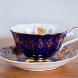 Vintage Royal Albert Teacup & Saucer – Cobalt Blue, Gold Chintz & Yellow Rose Bone China