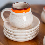 Vintage 1979 Signed Pottery Coffee Cup & Saucer Set – Handmade Studio Pottery (Set of 4)