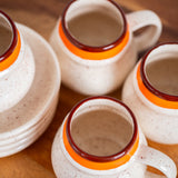 Vintage 1979 Signed Pottery Coffee Cup & Saucer Set – Handmade Studio Pottery (Set of 4)