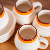 Vintage 1979 Signed Pottery Coffee Cup & Saucer Set – Handmade Studio Pottery (Set of 4)