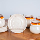 Vintage 1979 Signed Pottery Coffee Cup & Saucer Set – Handmade Studio Pottery (Set of 4)