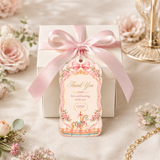 Carousel First Birthday Favor Tag Template – Pink Coquette Editable Canva Thank You Tag