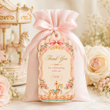 Carousel First Birthday Favor Tag Template – Pink Coquette Editable Canva Thank You Tag