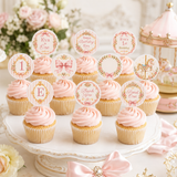 Carousel First Birthday Cupcake Toppers – Editable Canva Template