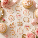 Carousel First Birthday Cupcake Toppers – Editable Canva Template