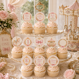 Carousel First Birthday Cupcake Toppers – Editable Canva Template