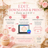 Carousel First Birthday Cupcake Toppers – Editable Canva Template