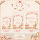 Vintage Carousel First Birthday Welcome Sign Template