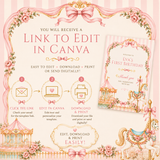 Vintage Carousel First Birthday Welcome Sign Template