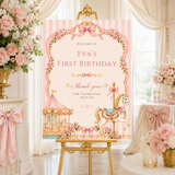 Vintage Carousel First Birthday Welcome Sign Template
