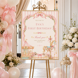 Vintage Carousel First Birthday Welcome Sign Template