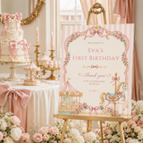 Vintage Carousel First Birthday Welcome Sign Template