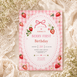 Berry First Birthday Invitation | Strawberry 1st Birthday Template