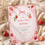 Berry First Birthday Invitation | Strawberry 1st Birthday Template