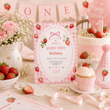 Berry First Birthday Invitation | Strawberry 1st Birthday Template