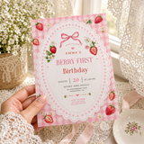 Berry First Birthday Invitation | Strawberry 1st Birthday Template