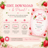 Berry First Birthday Invitation | Strawberry 1st Birthday Template