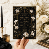 Gothic Floral Wedding Invitation Template – Art Nouveau Canva Invite