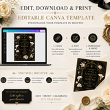 Gothic Floral Wedding Invitation Template – Art Nouveau Canva Invite