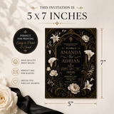 Gothic Floral Wedding Invitation Template – Art Nouveau Canva Invite