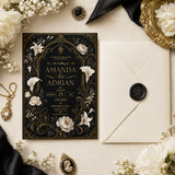 Gothic Floral Wedding Invitation Template – Art Nouveau Canva Invite