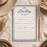 Little Cowboy Baby Shower Bingo Printable PDF – 30 Cards