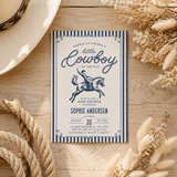Little Cowboy Baby Shower Invitation Template | Western Boy Canva Invite
