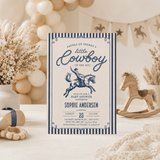 Little Cowboy Baby Shower Invitation Template | Western Boy Canva Invite