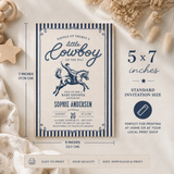 Little Cowboy Baby Shower Invitation Template | Western Boy Canva Invite