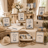 Little Cowboy Baby Shower Table Signs, 6 Editable 8x10 Western Canva Signs
