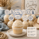 Little Cowboy Cupcake Toppers Printable | 2 Inch Baby Shower Toppers