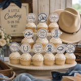 Little Cowboy Cupcake Toppers Printable | 2 Inch Baby Shower Toppers