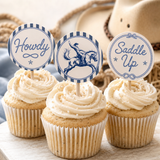 Little Cowboy Cupcake Toppers Printable | 2 Inch Baby Shower Toppers